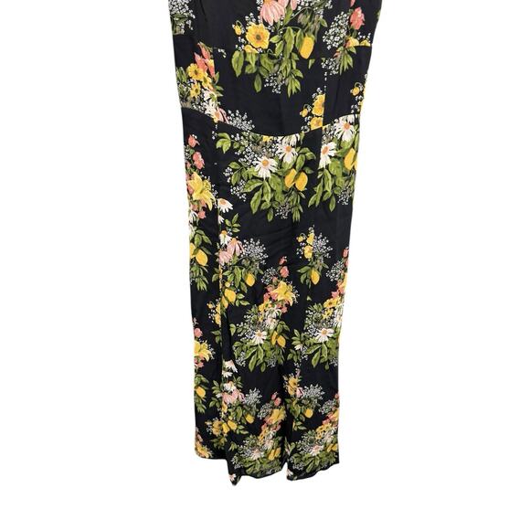 Reformation Twilight Dress Sicilia Black Floral Linen Viscose Midi Sz 4 - Picture 7 of 9